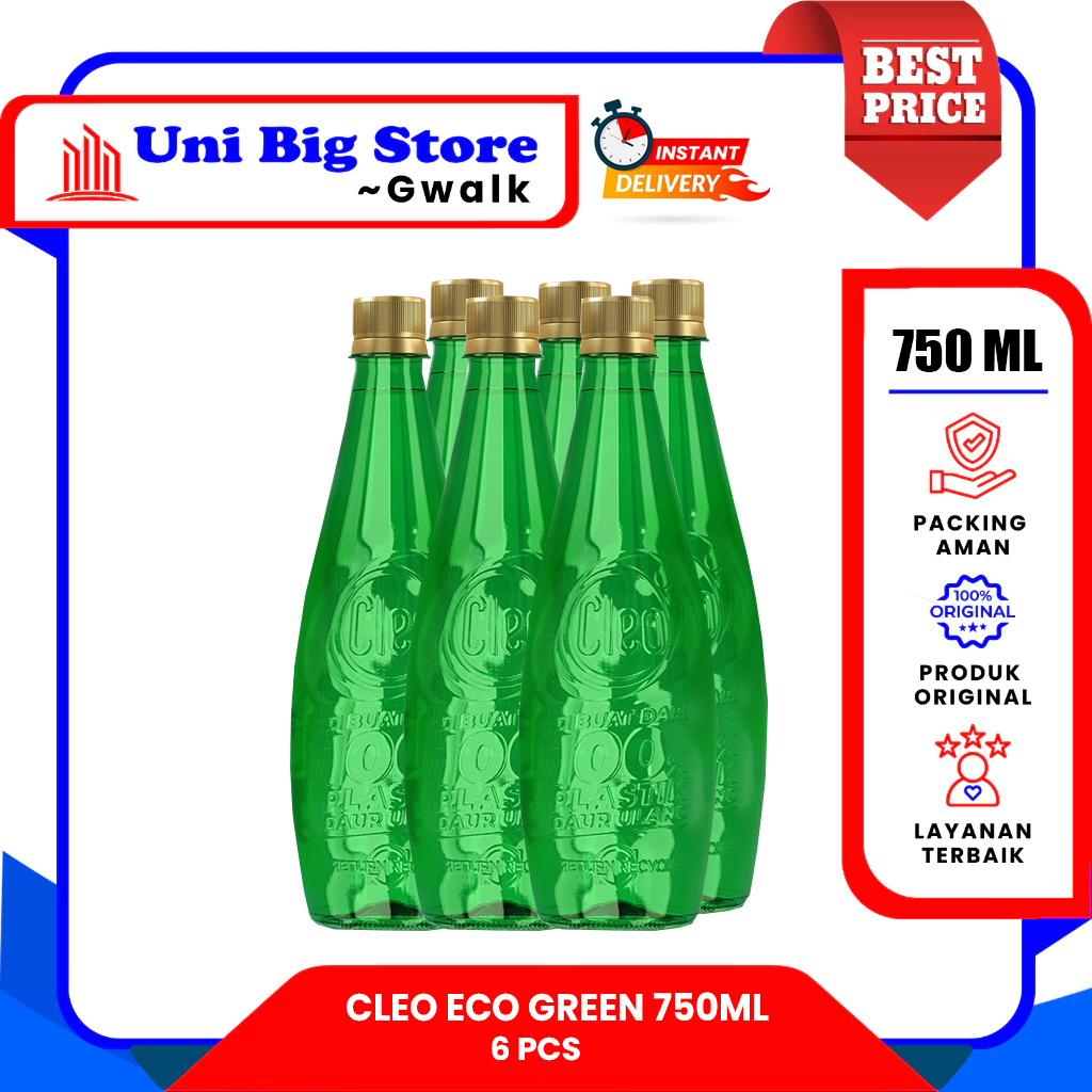 

CLEO AIR MURNI ECO GREEN BOTOL HIJAU - ( 750 ml x 6 pcs)