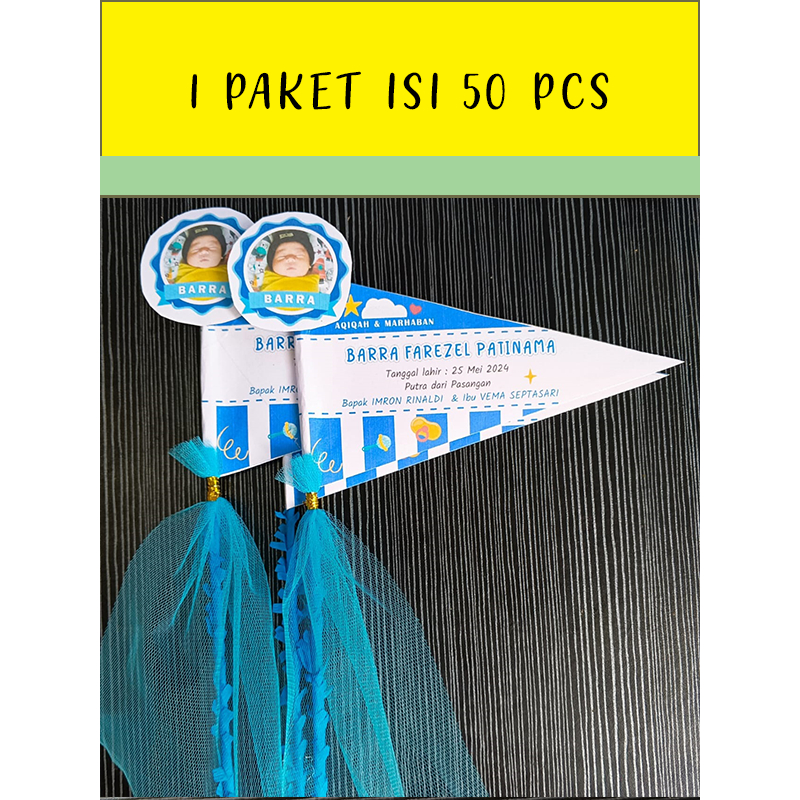 Bendera Tempat Telur Aqiqah Tasyakuran Udah Termasuk Jaring Telur isi 50 PCS