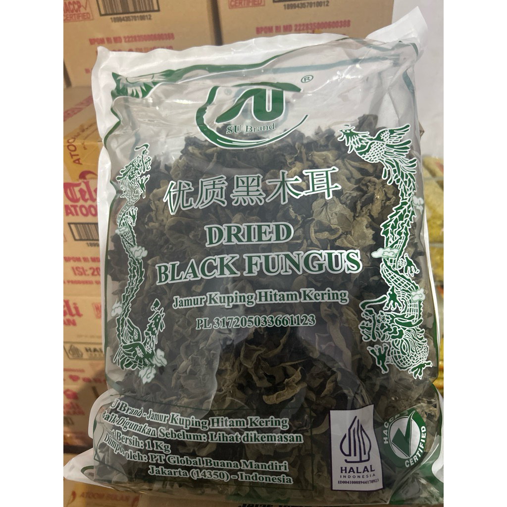 

Jamur Kuping Hitam Kering SU Brand cap Kapal Ecer