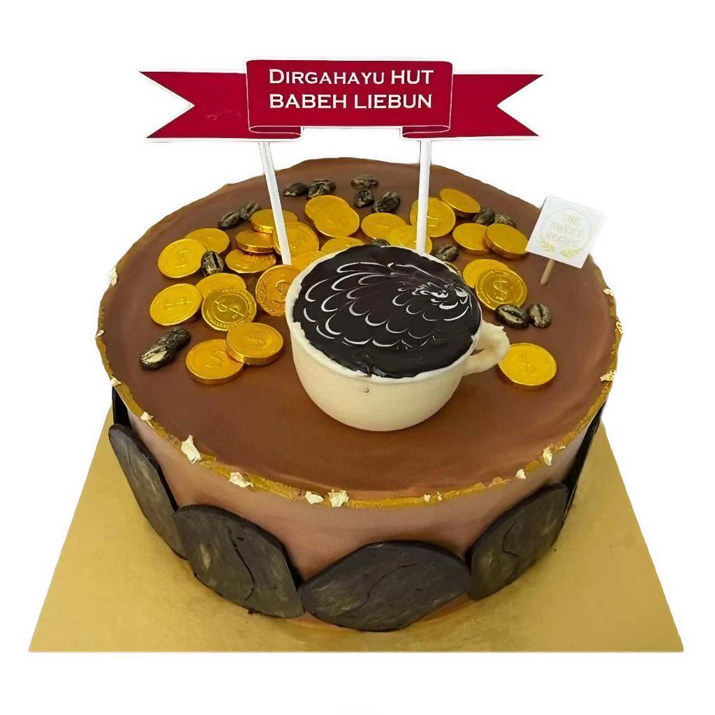 

Cake Coffee with Gold coin