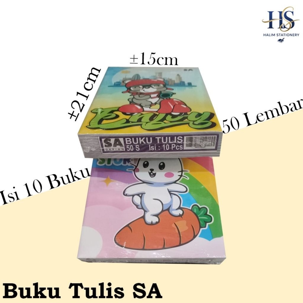 

Buku Tulis SA 50 Lembar – Isi 10 Buku | Motif Karakter Lucu Anak ±15x21cm - ALat Tulis Kantor/ATK Murah Medan