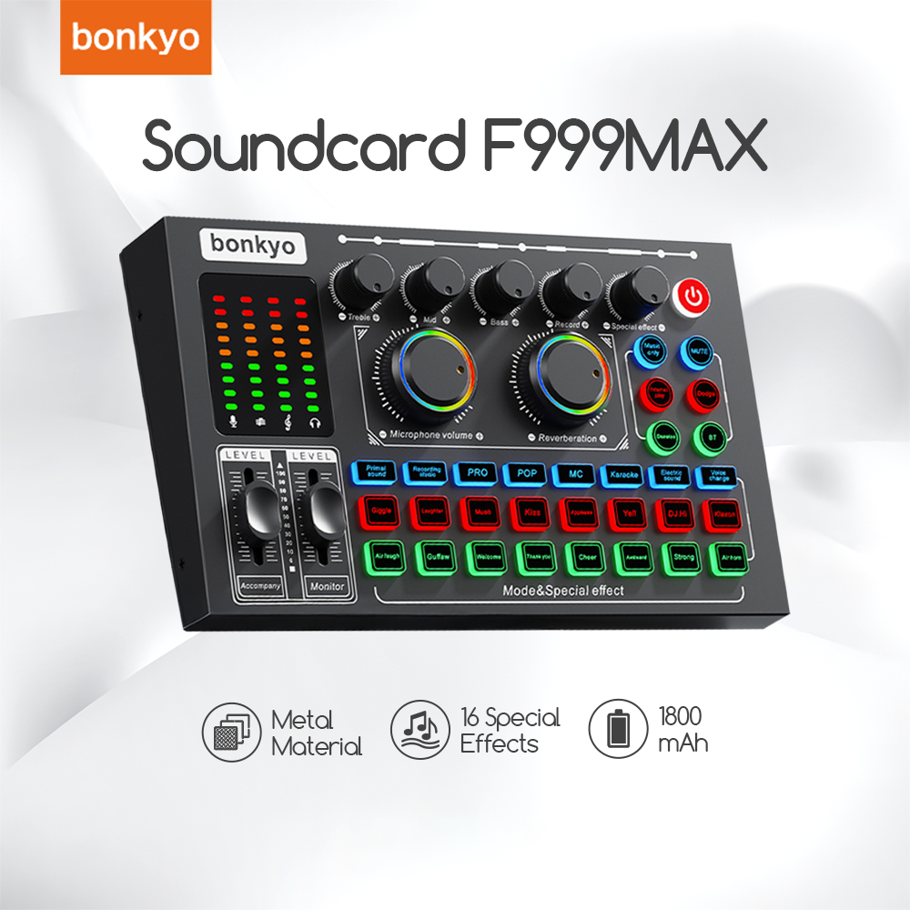 Brivon - Bonkyo F999MAX Sound CaBluetooth Live SoundCaF999MAX SoundcaAudio Live Mixer untuk Live
