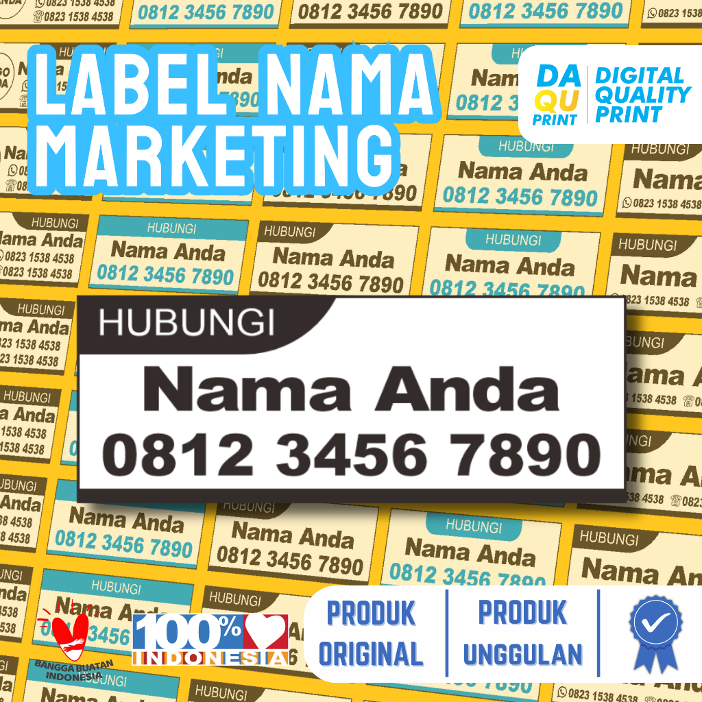 

Stiker Label Nama Marketing - Cutting Stiker - Label Stiker