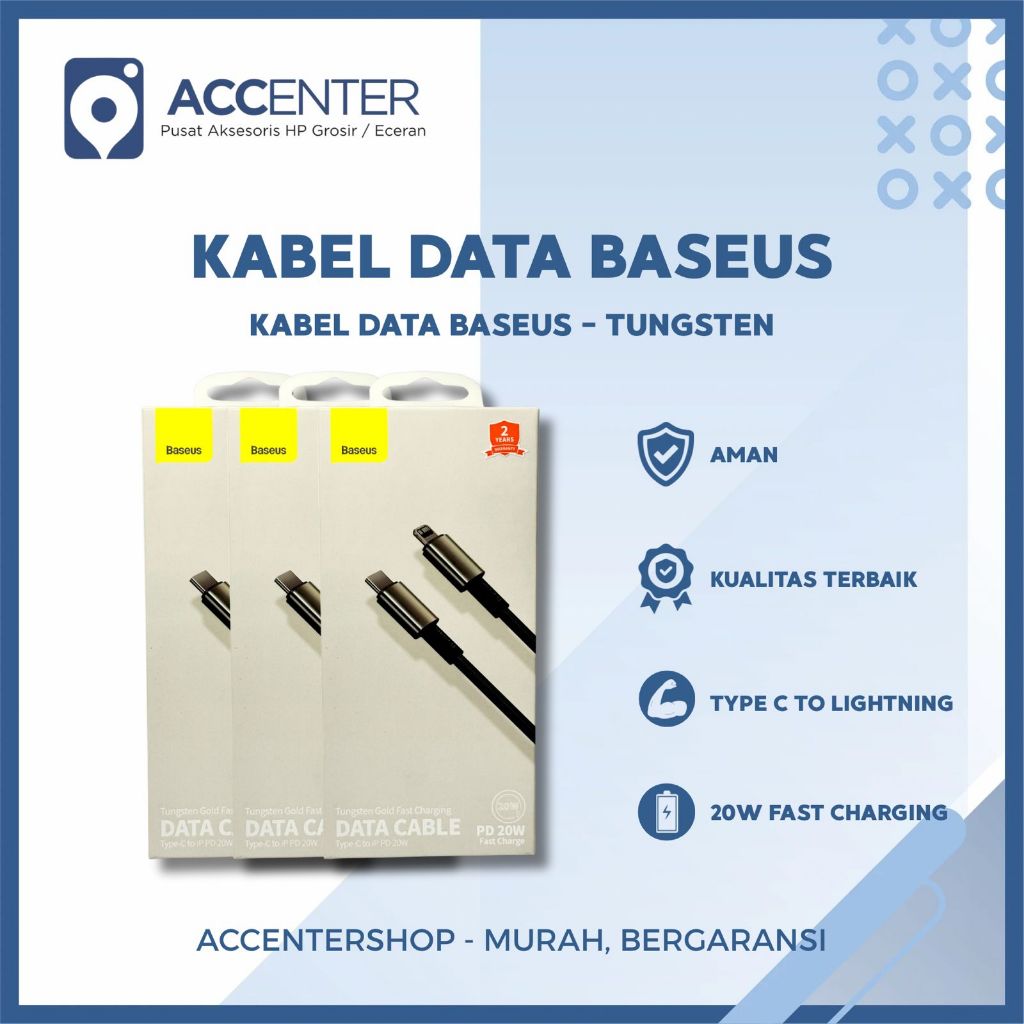 KABEL DATA BASEUS TUNGSTEN TYPE C TO LIGHTNING