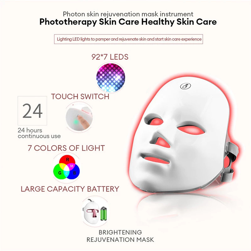 VALLO-Led Mask Photon Therapy Alat Perawatan Wajah 7 Light Warna Led Mask Photon Therapy Rechargeabl