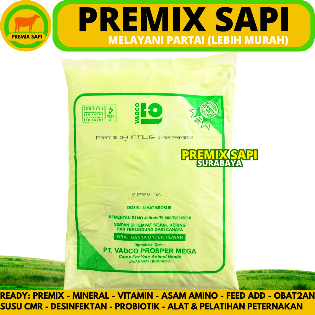 PROCATTLE PREMIX 1 KG VADCO - PRO CATTLE Premix VADCO Vitamin Mineral Sapi Potong Perah Kambing