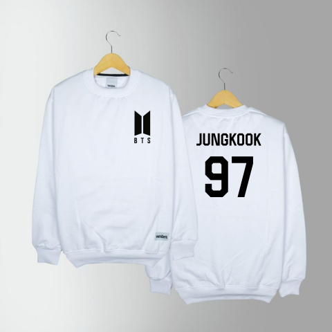 Sweater bts kpop putih baju atasan lengan panjang wm jungkook jhope rm jimin jin korea