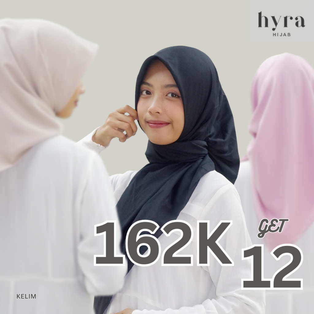 HYRA Paket Reseller 162k Get 12 Kerudung Segi Empat Hijab Polos Kelim
