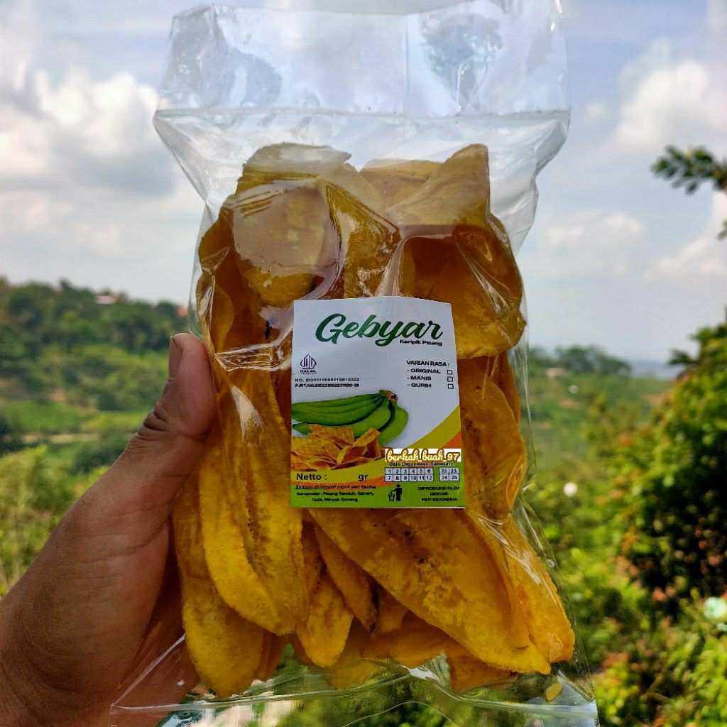 

kripik pisang tanduk rasa gurih dan manis berat 250g
