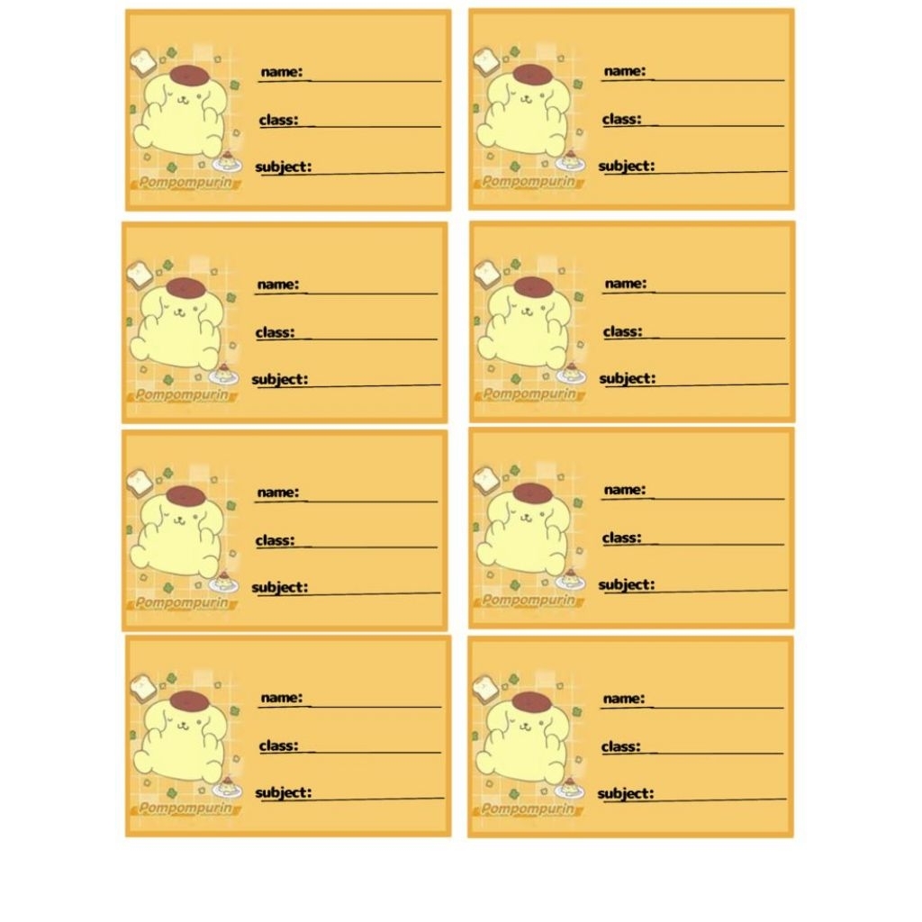 

stiker mata pelajaran pompompurin isi 20 pcs