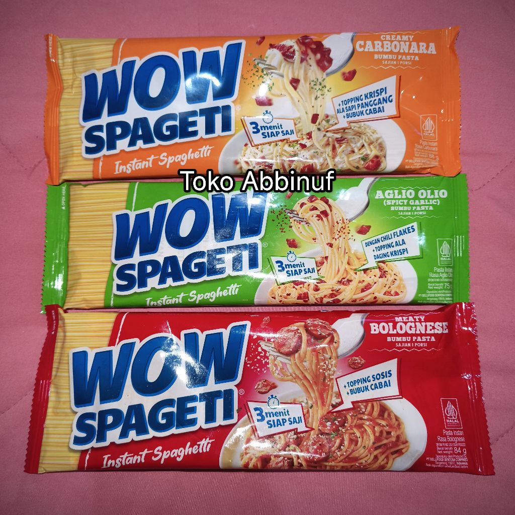 

1 PCS - WAW SPAGETI - INSTAN SPAGETTI MEATY BOLOGNESE, CREAMY CARBONARA, AGLIO OLIO