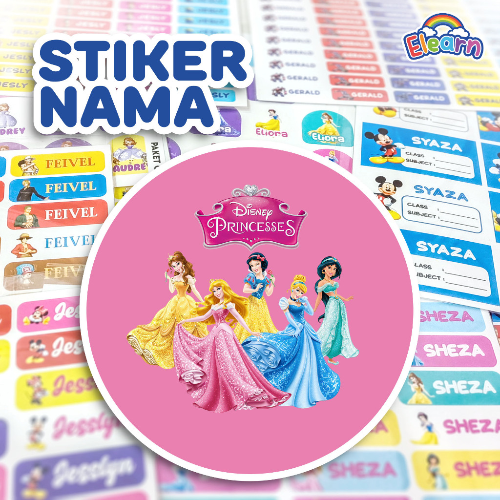 

Sticker Nama Anak Lucu/ Sticker Nama Unik/ Sticker Nama Custom Disney Princess (DSN-01)