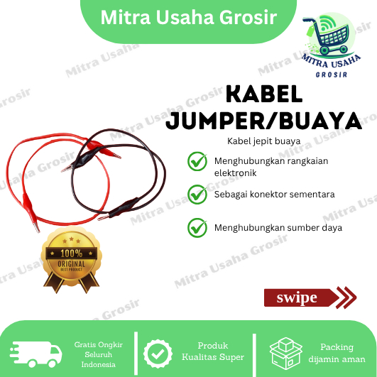 Kabel Jepit Buaya / Kabel Jumper Jepit Buaya Kecil / Kabel Penghubung Jepit Buaya (SEPASANG)