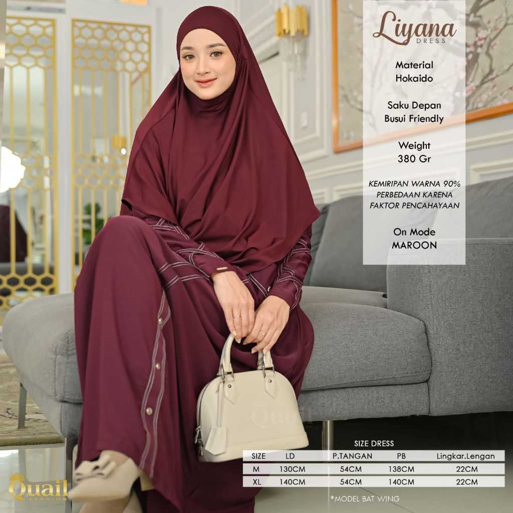 Liyana Dress Original Quail Hijab Material Hokaido Gamis Liyana Quail Busui Friendly