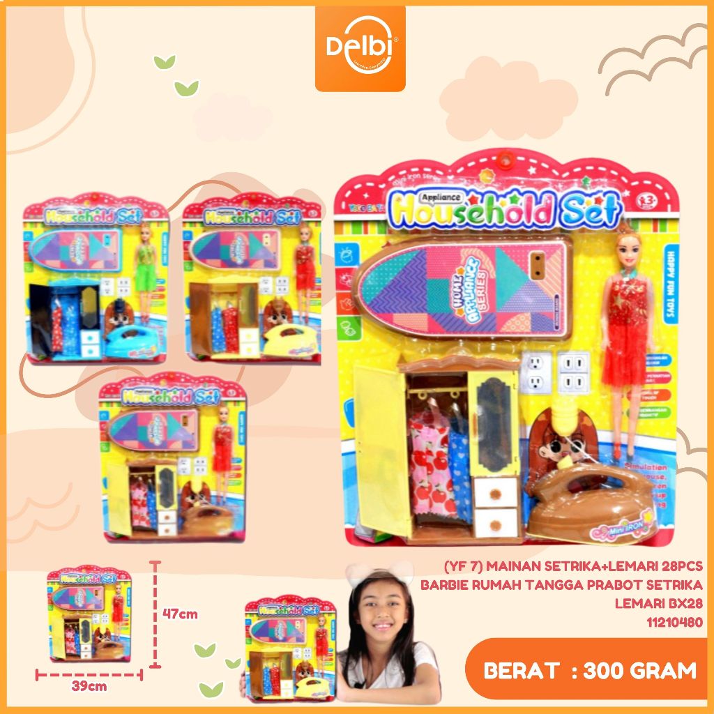 (YF 7) MAINAN SETRIKA+LEMARI 28PCS BARBIE RUMAH TANGGA PRABOT SETRIKA LEMARI
