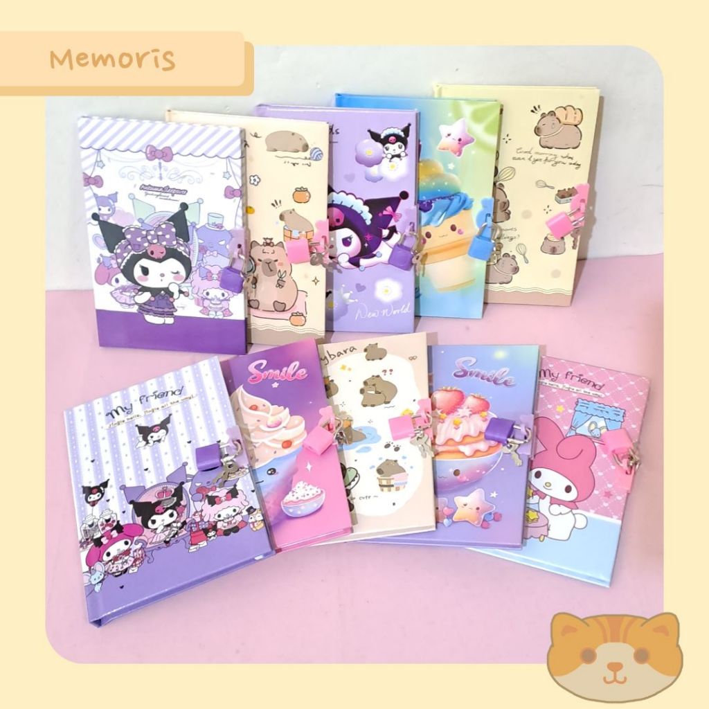 

Notebook Diary Kunci Gembok Melody Kuromi Capybara Fancy Lucu Aesthetic