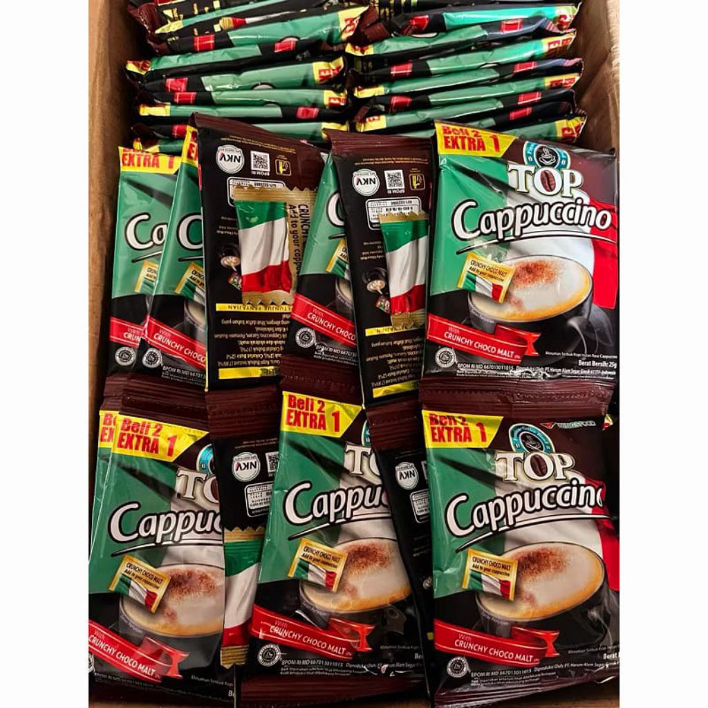 

10 Sachet Top Kopi Capuccino 1 Renteng Coffee @25gr × 10pcs