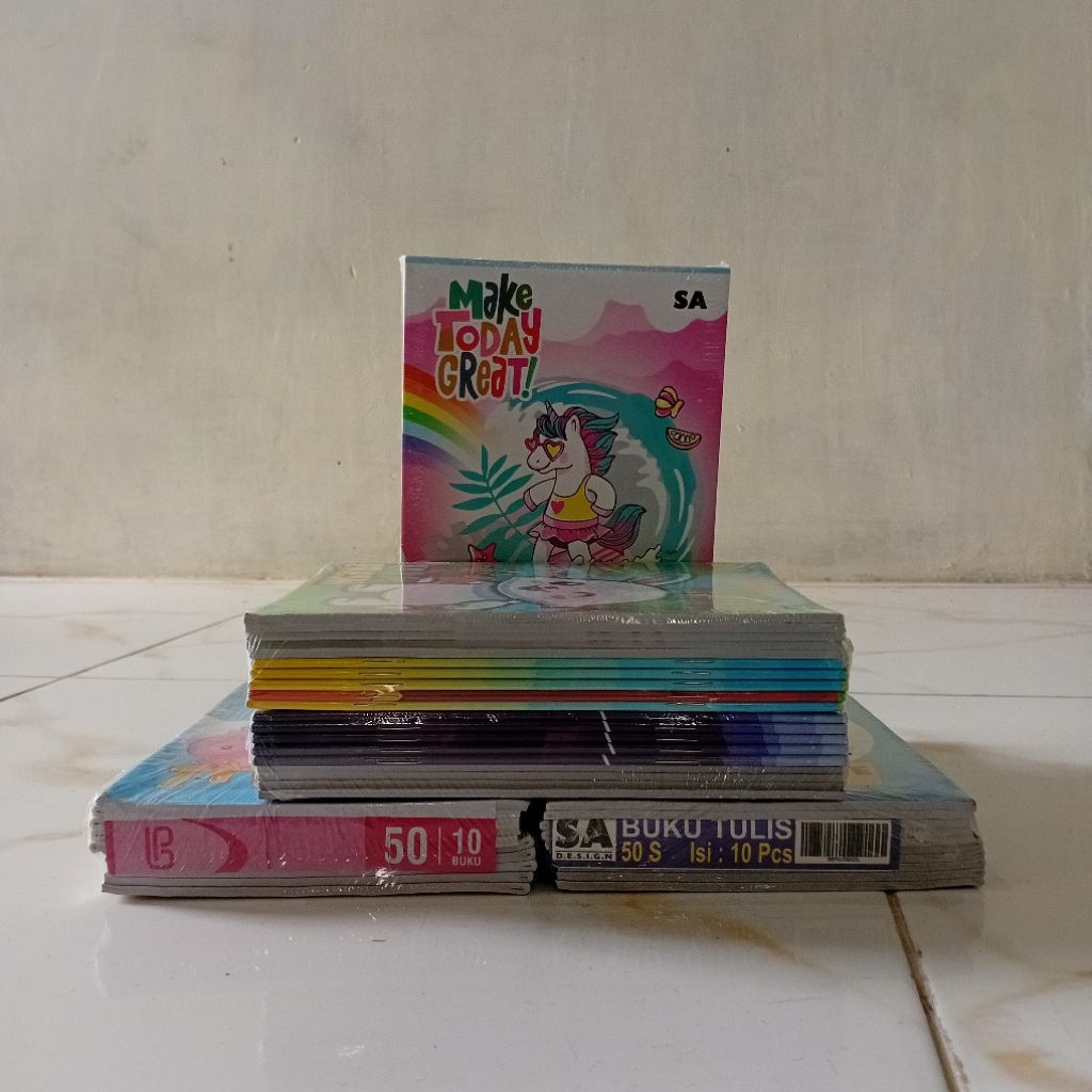 

10 pcs Buku tulis isi 50 lembar Termurah!! Buku tulis sekolah murah bergaris SA/SP isi 50 lembar