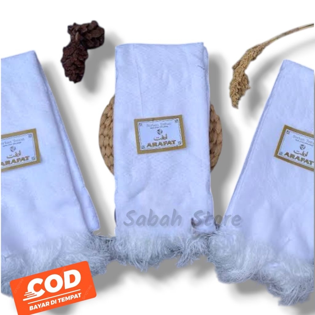Sorban Arafat | Surban Putih Polos | Sorban Arafat Anak-Anak Dan Dewasa | Sorban Segiempat  Ukuran 1