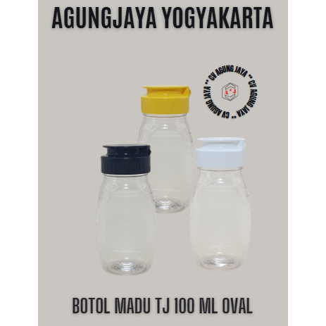 Botol 100 ml Madu TJ /Botol 100 ml Madu Oval/Botol 100 ml Madu Kuning/ Tj Tutup Hitam