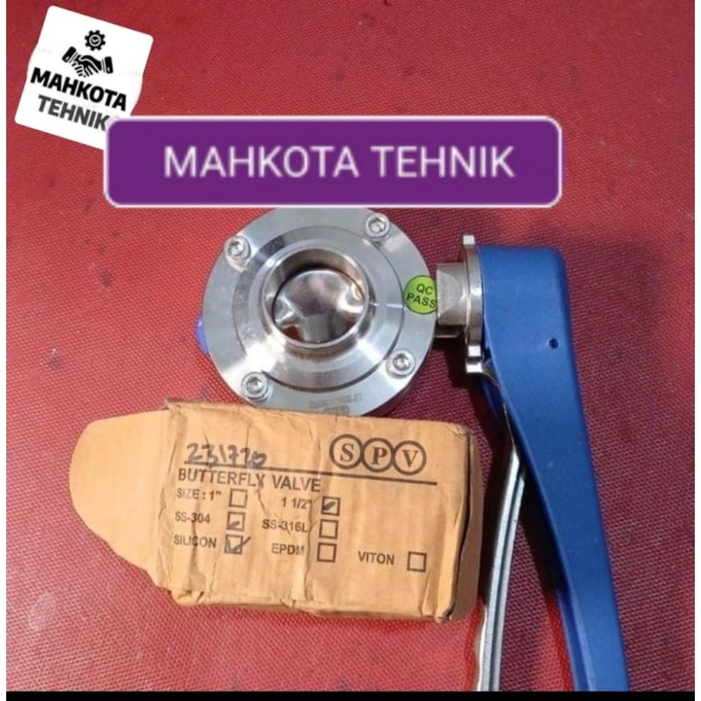 SANITARY BUTTERFLY VALVE SPV SIZE 1.5 INCH MATERIAL SS304 FOOD GRADE