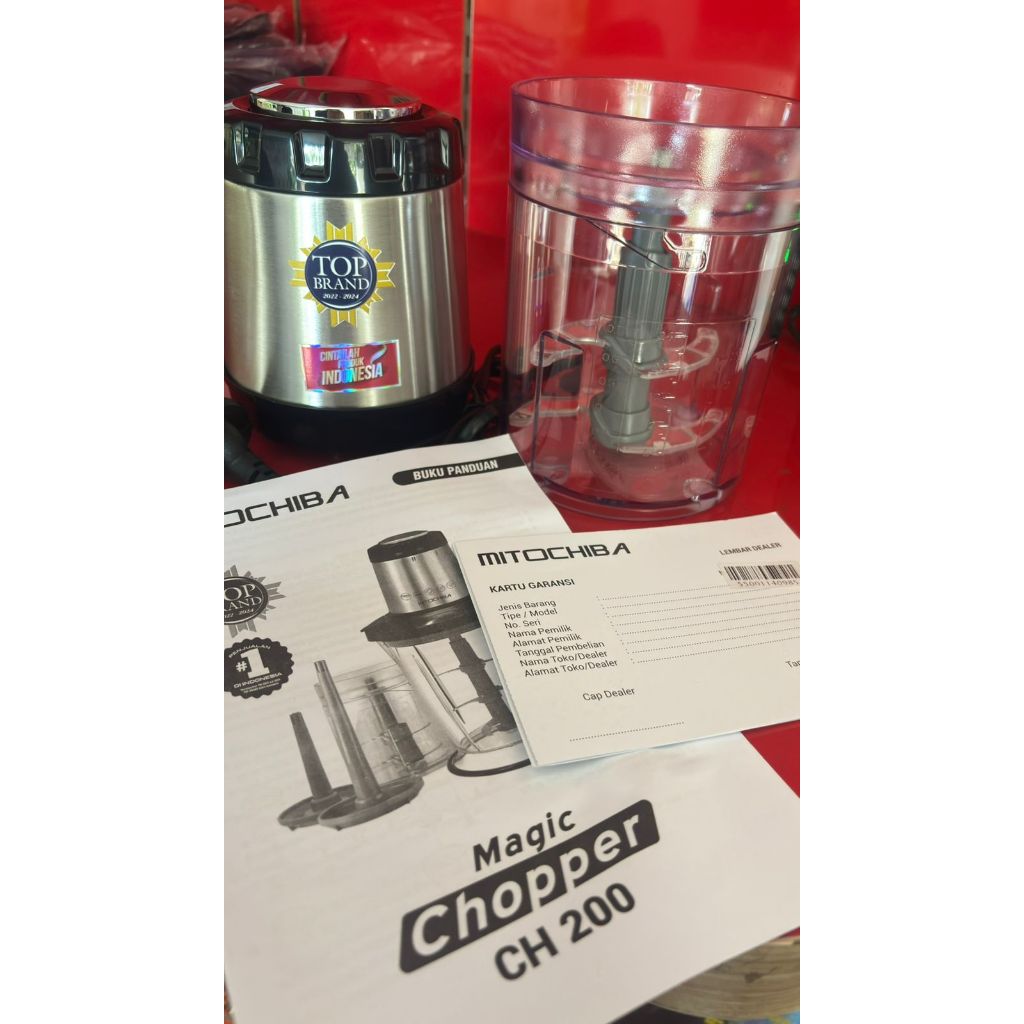 SET MESIN CH 200 CHOPPER MITOCHIBA & Gelas kecil original garansi resmi
