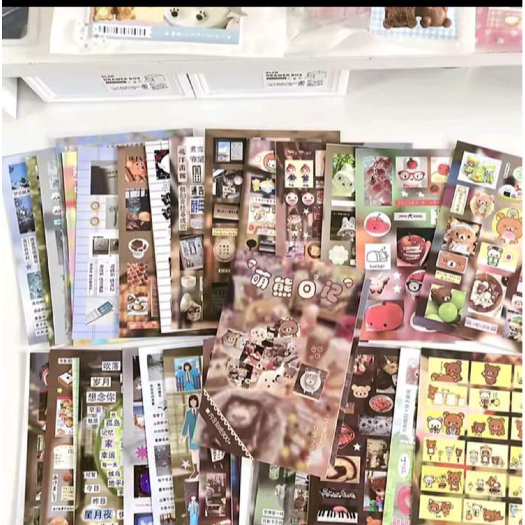 

(Cute Bear )1 lembar sticker book Cute Bear Diary Cut Film Sticker Japanese Old Cute