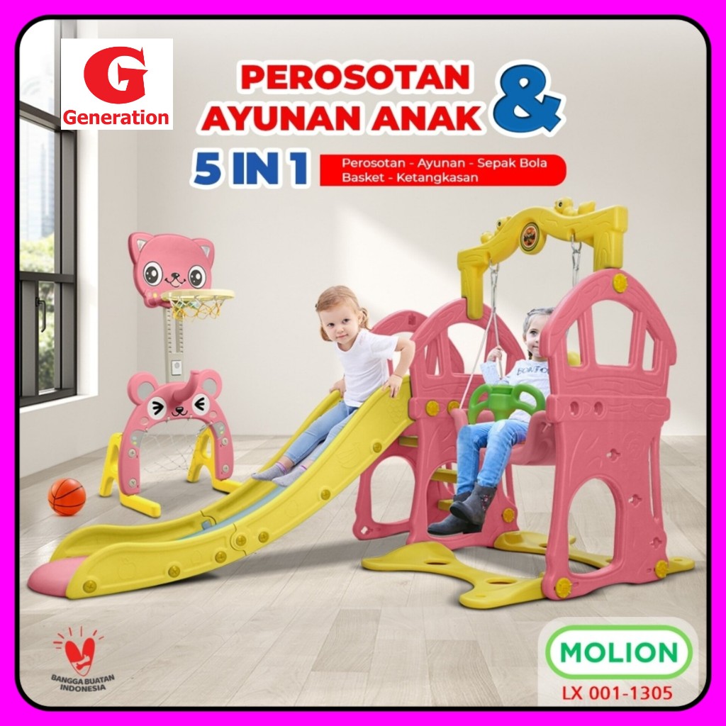 Mainan Ayunan, Perosotan Anak Mainan Perosotan Anak Seluncuran Anak MOLION ONE SET (M-1301 5IN1)