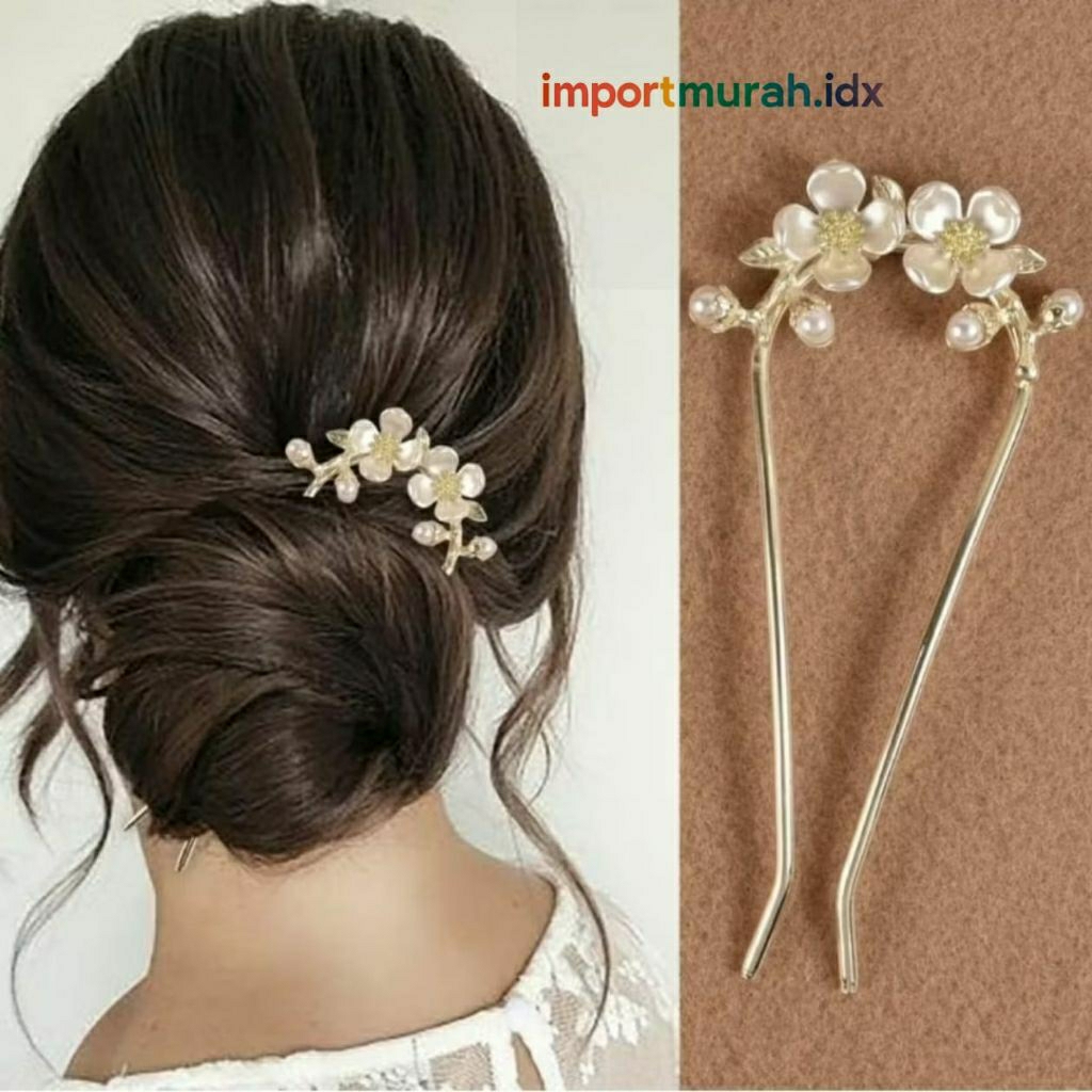 Sirkam rambut sanggul wanita elegan premium full kristal zirkon bahan metal motif korea terbaru ori 
