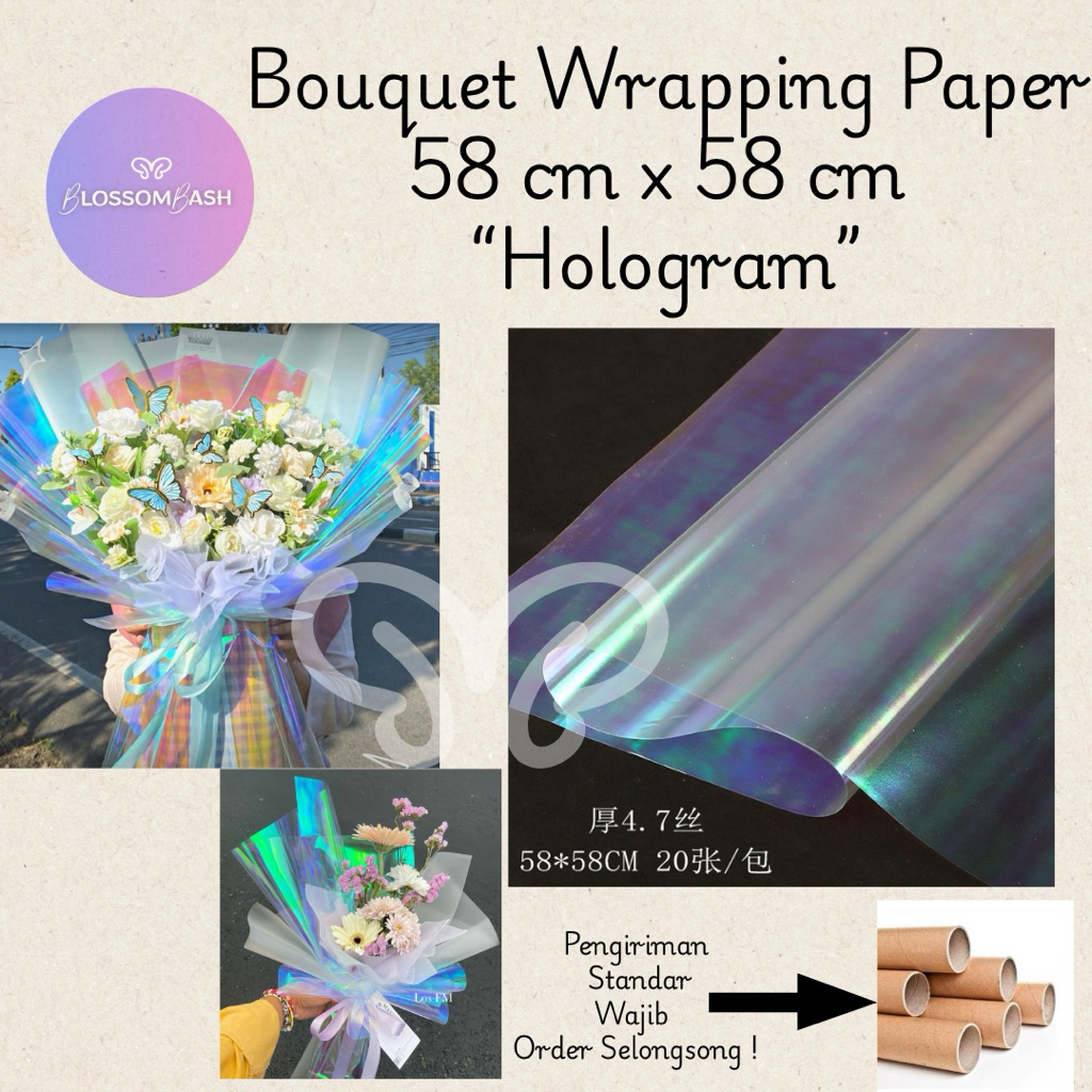 

[Per Lembar] Hologram / Rainbow Wrapping Paper / Plastik Buket Pelangi / Magic Color Film