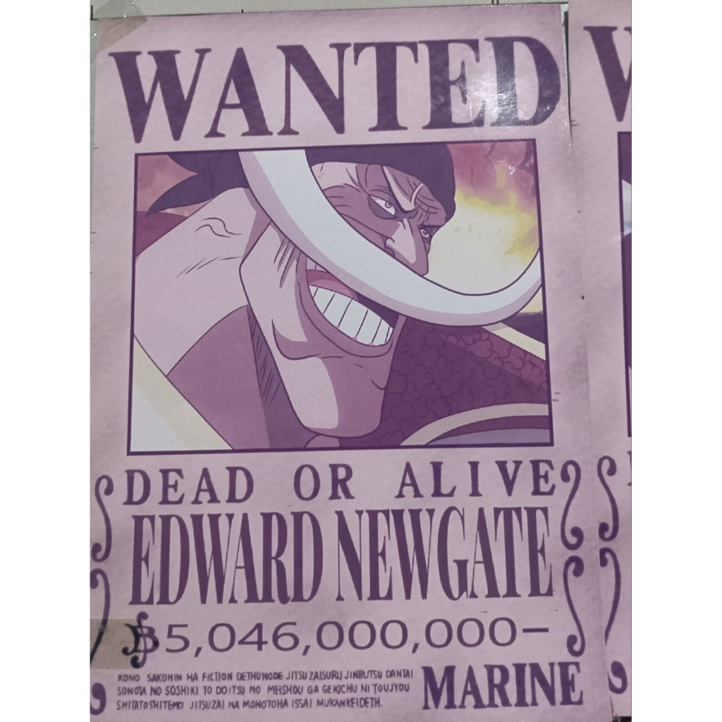 Poster One Piece Shirohige Bounty Wanted – Dead or Alive | Ukuran A4+ | Art Carton Tebal