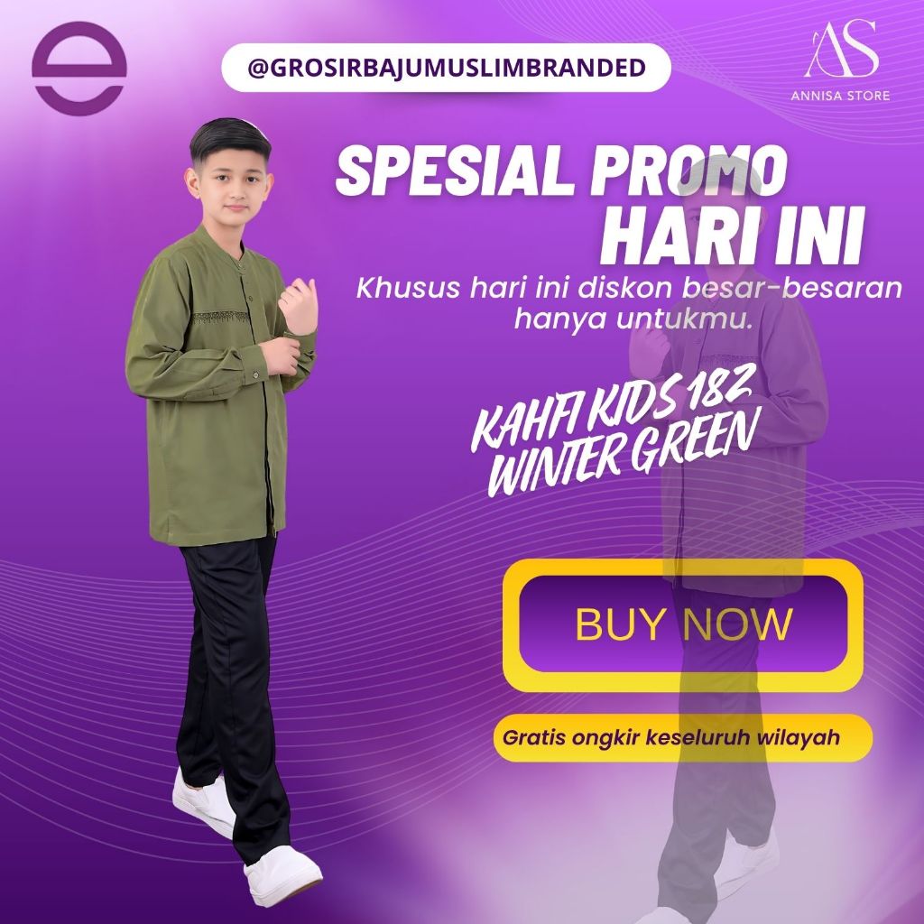 BAJU ANAK STELAN KOKO LENGAN PANJANG ETHICA KAHFI KIDS 182 WINTER GREEN