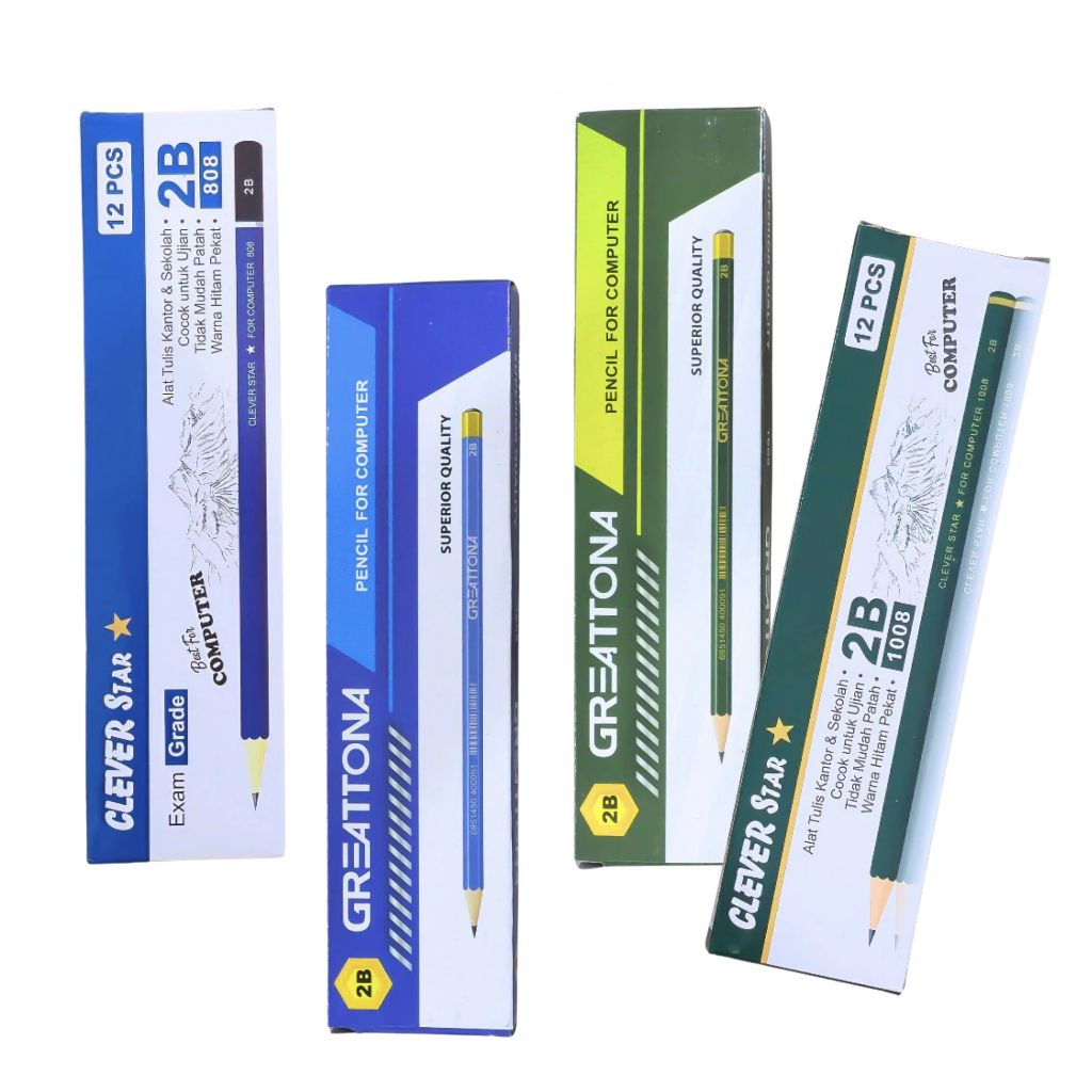 

1 LSN / 12 Pcs Pensil Clever / Greattona 2B Pencil