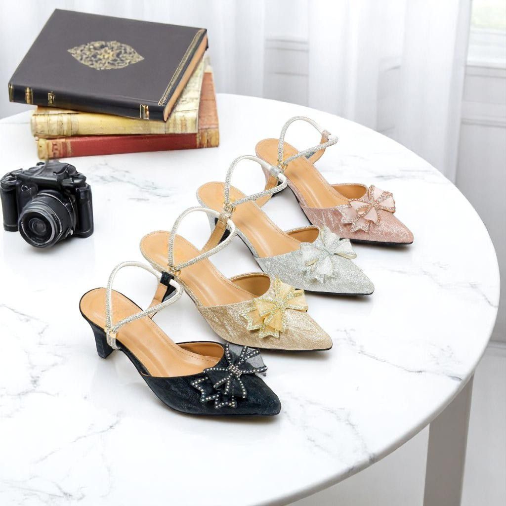 MNSTORE sandal sepatu heels wanita/sepatu heels tali permata import big size jumbo 44/36 hak5cm/sepa