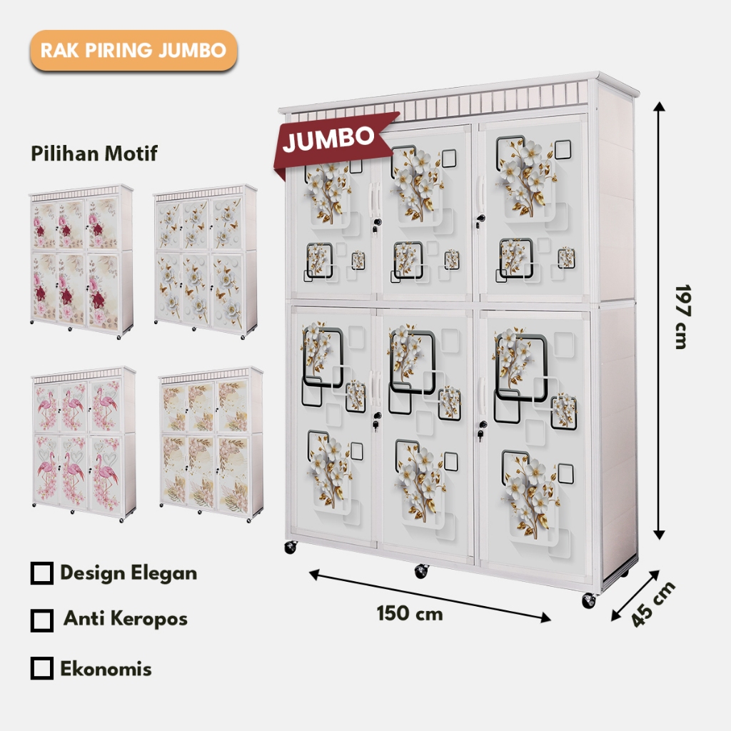 RAK PIIRING JUMBO Rak Piring Besar 6 Pintu FSO Lemari makanan Rak Gelas dan Piring