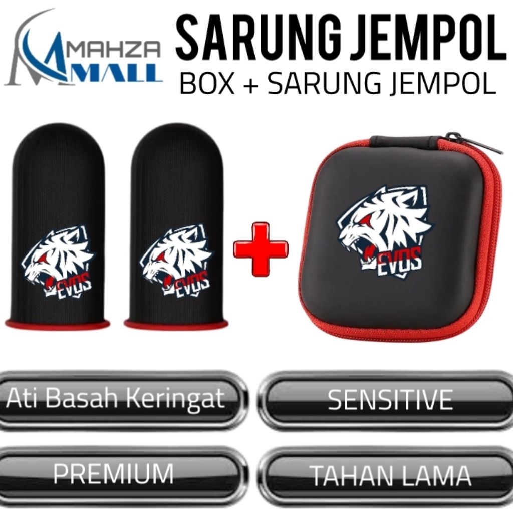 EVOS MERAH Sarung Jempol Game Ml FF Garena PUBG Sensitive Layar Responsif Anti Basah Keringat