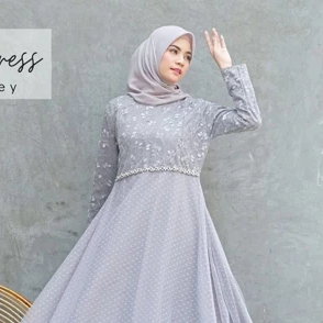 Belle Maxy Dress Satin Maxmara Mix Brokat Mutiara Dress Kondangan Bridesmaid Kekinian Baju Lebaran G