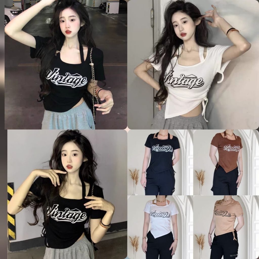 Atasan wanita Kaus crop top korea style import