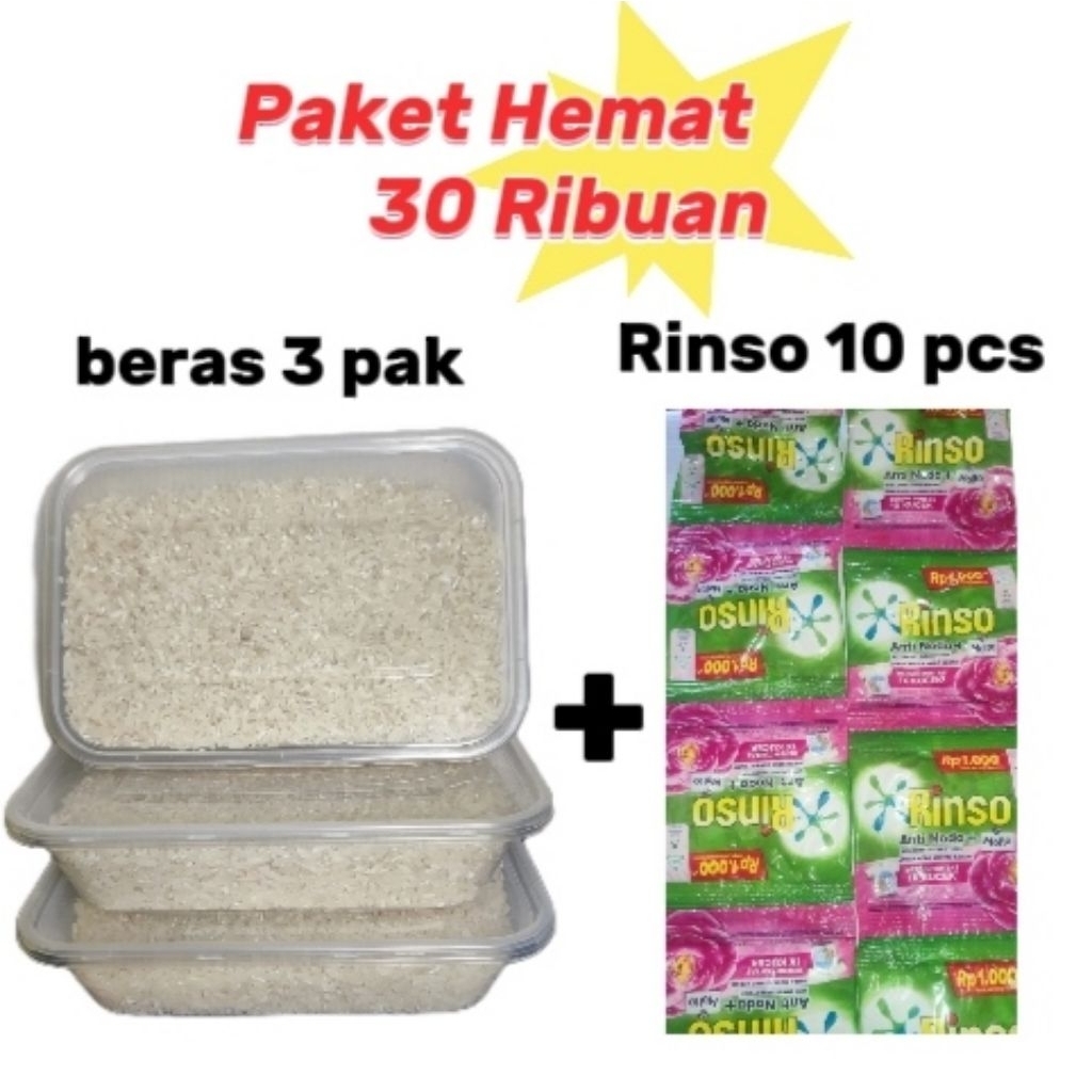 

Paket Hemat Beras 3 pak + Rinso 10 pcs