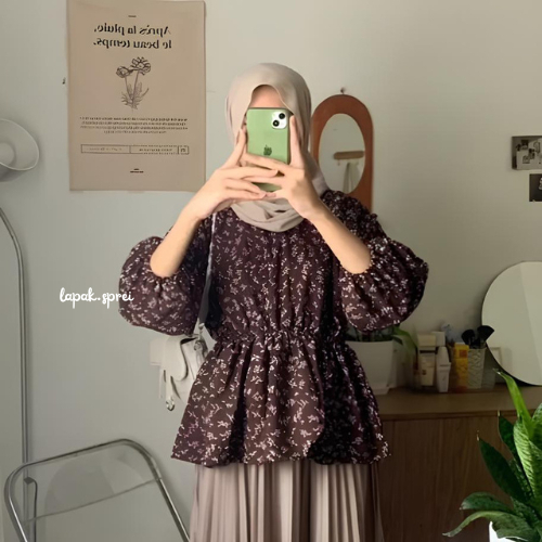 FLOWY BLOUSE WANITA VINTAGE KOREAN STYLE / ATASAN WANITA MOTIF BUNGA/ OLLA BLOUSE / FLORA BLOUSE MOT