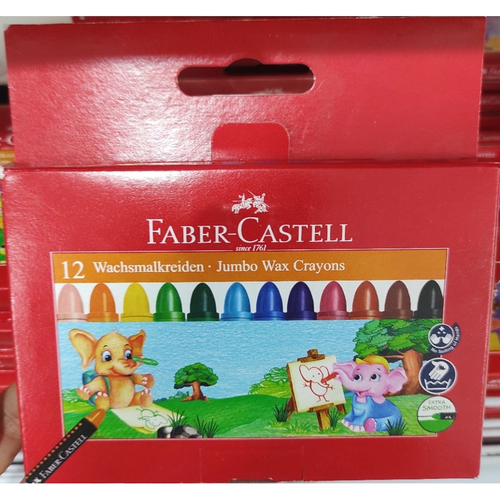 

Faber Castell 12 Jumbo wax crayons krayon 90mm 12s