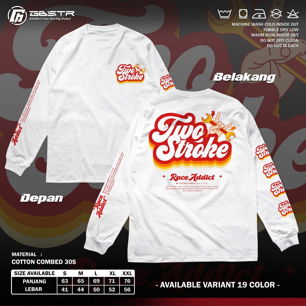 KAOS 2 STROKE ADDICT LONGSLEEVE - Two Stroke Racing Tshirt I Baju 2 Tak Fiz R Ninja Rx King Lengan P