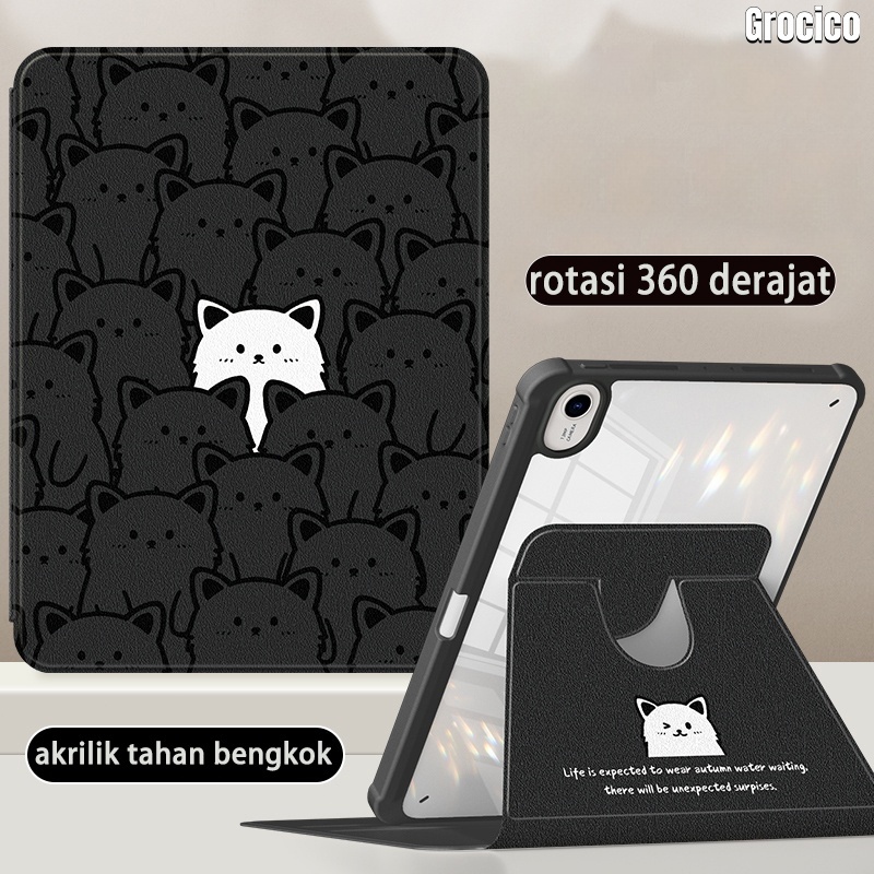Cover For Samsung Galaxy Tab S7/S8 11" case 3600 Rotasi Slot Pena Transparan Akrilik Anti Bengkok +