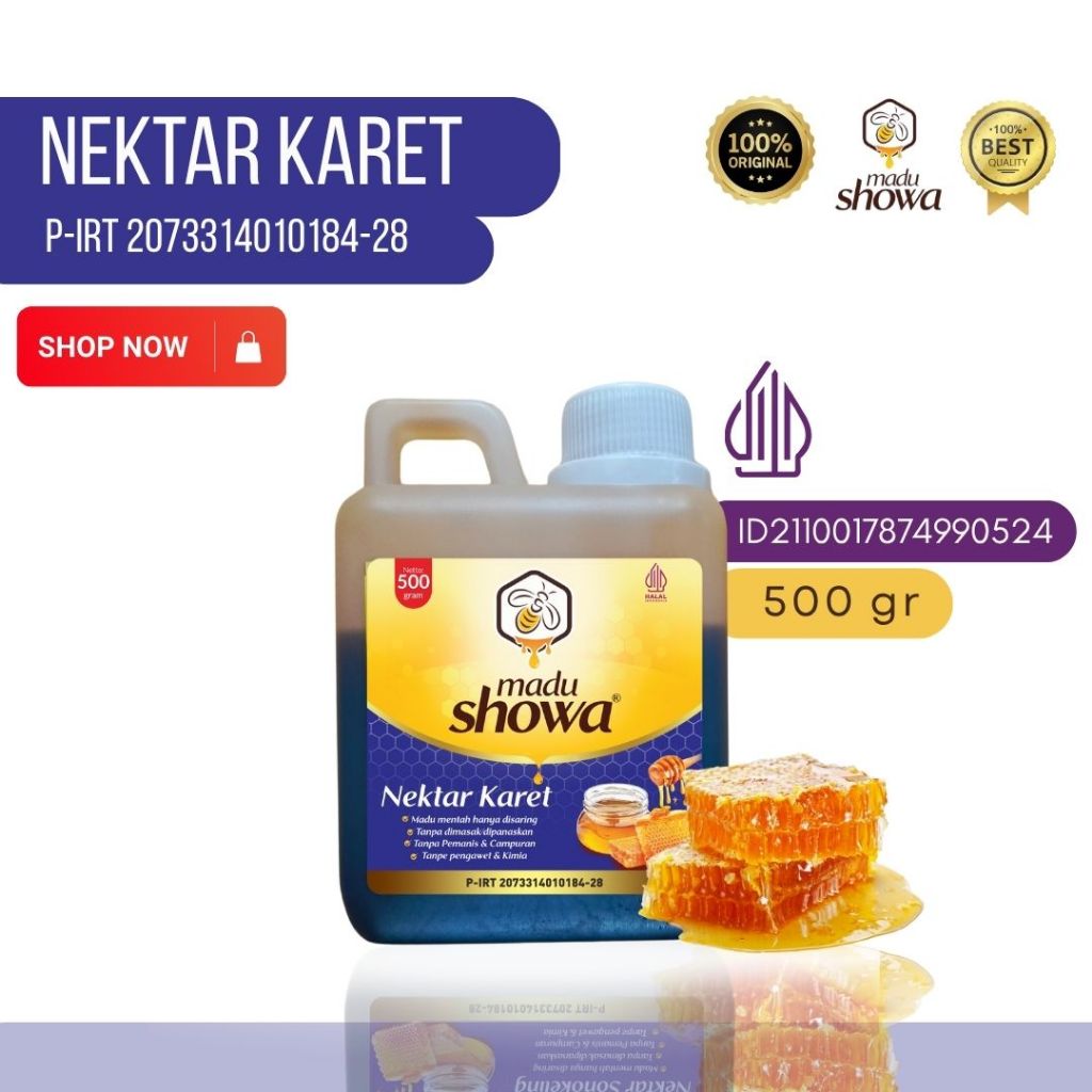 

Madu Showa - Madu Murni Nektar Bunga Karet 0.5 Kg - Asli 100 % Dinkes dan Halal