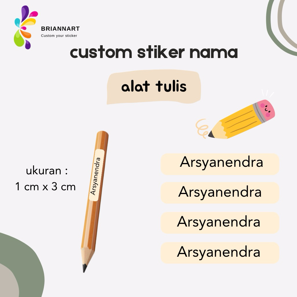 

[50 pcs] Label Nama / Stiker Nama Alat Tulis / Waterproof