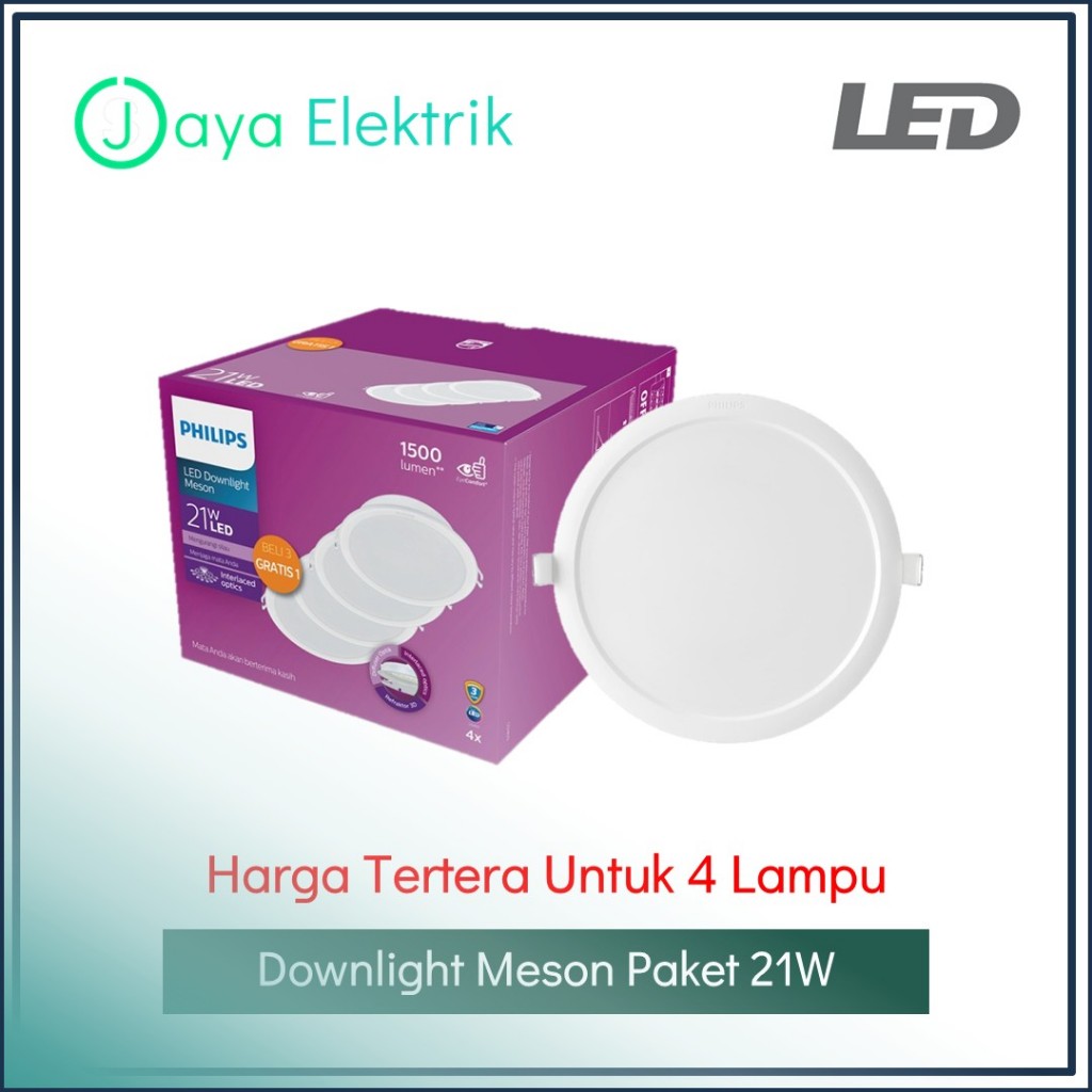 [PAKET ISI 4] PHILIPS Downlight Led Meson 21W - Lampu Plafon Multipack 175 21 W Watt Putih