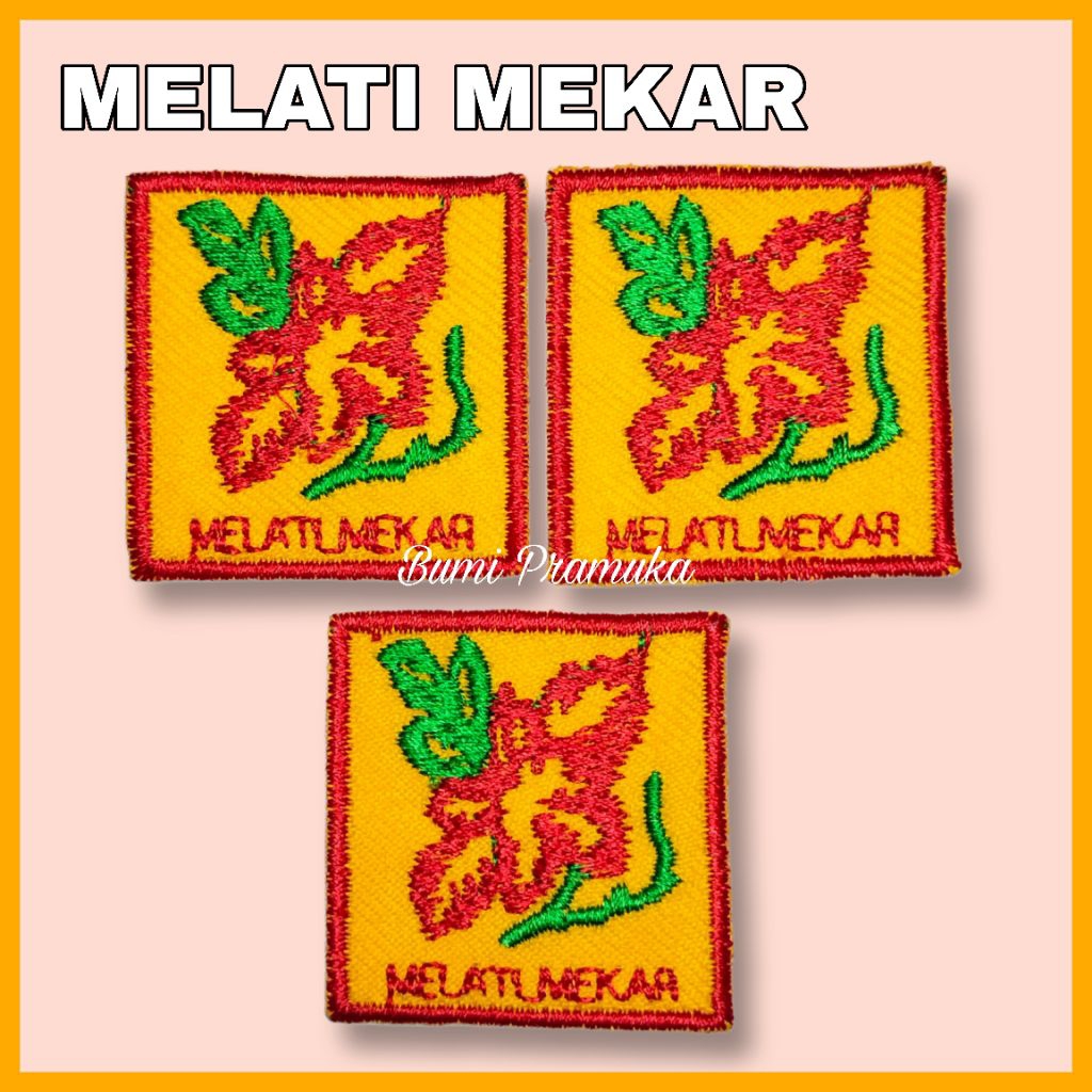 Tanda regu pramuka putri bordir bunga melati mekar Bet bordir tanda regu melati mekar