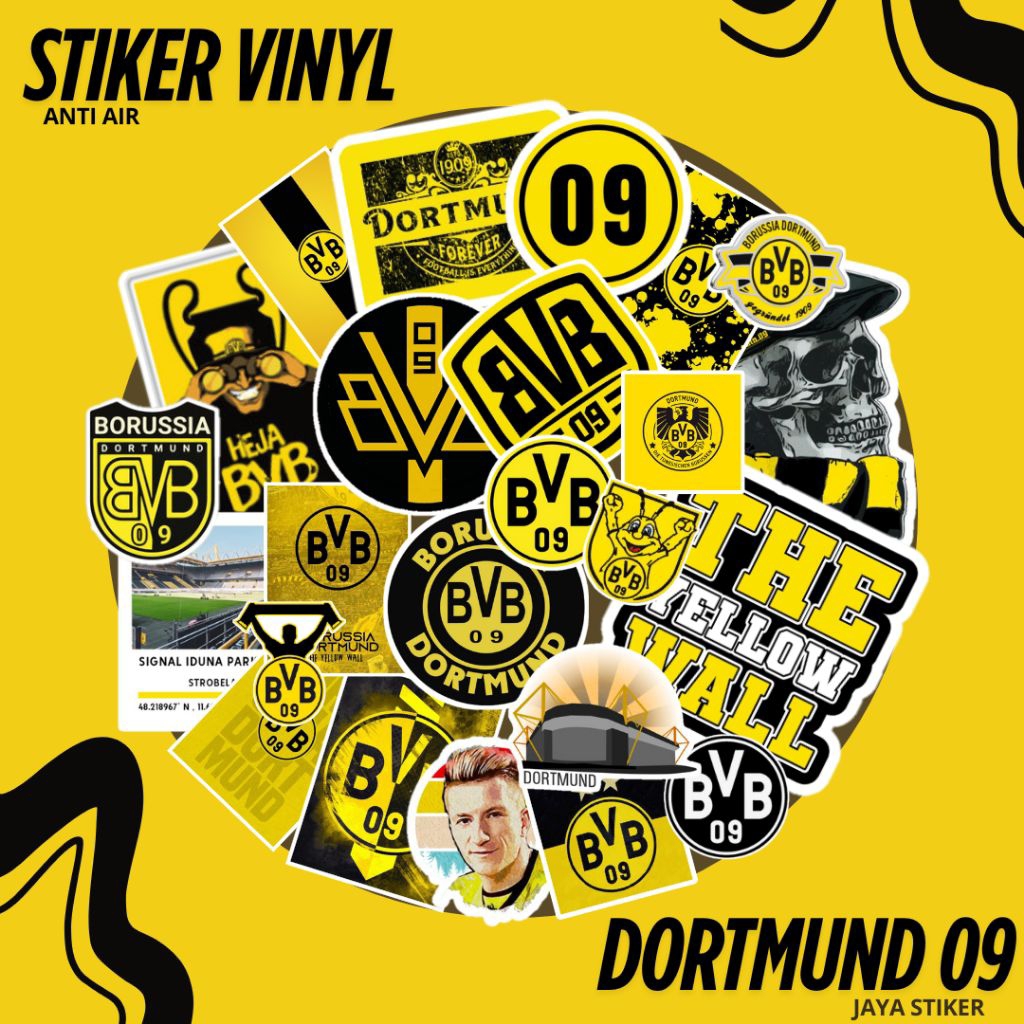 

stiker vinyl anti air stiker berkarakter gambar club sepak bola BVB Dortmund, cocok untuk laptop HP Tumbler dll