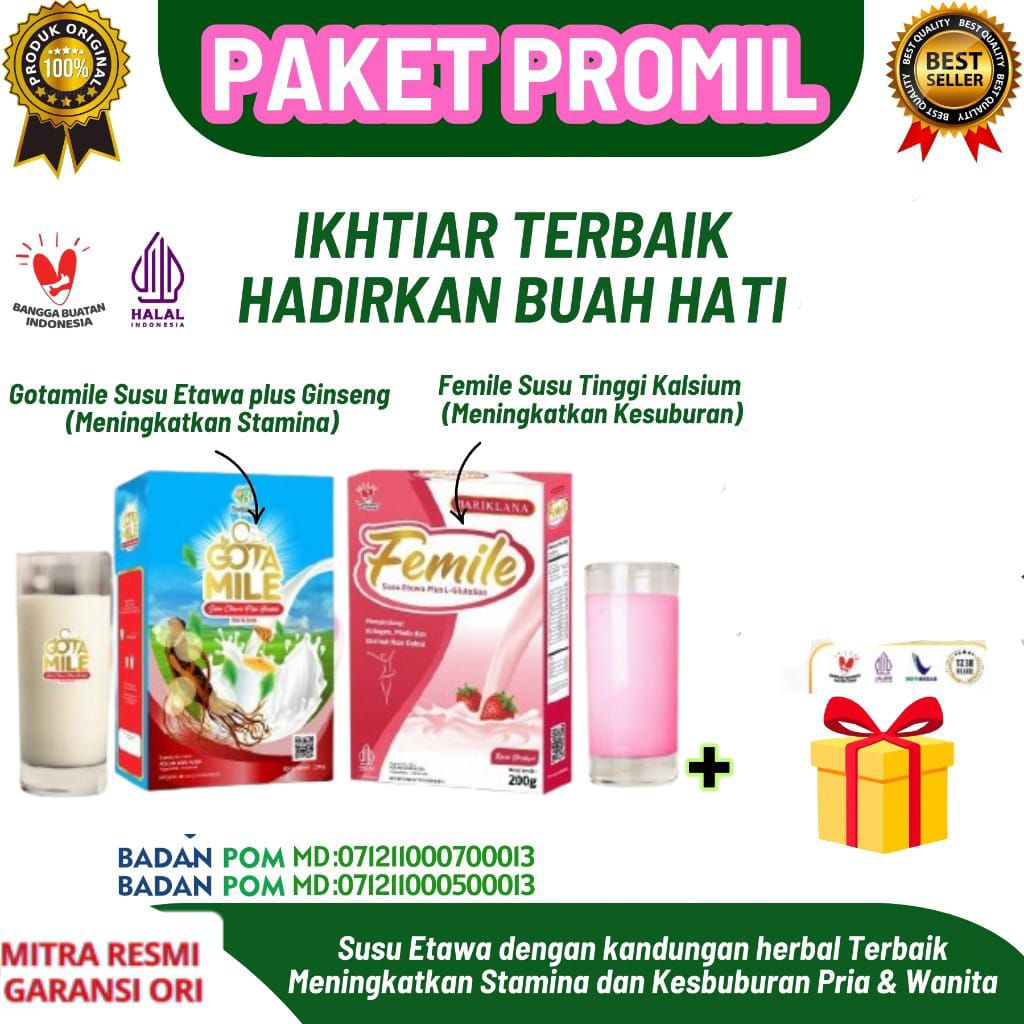 

Paket Promil Suami Istri Gotamile Femile | Susu Etawa Herbal Kesuburan Pria Wanita | BPOM 200gr