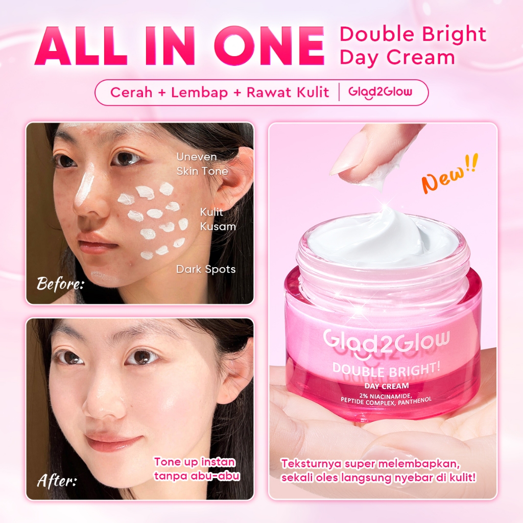 [READY STOCK]Glad2Glow Double Bright Day Cream moisturizer  cream pemutih wajah fair and lovely crea
